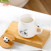 Ly cốc sứ gấu trúc nắp gỗ