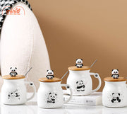 Ly cốc sứ gấu trúc nắp gỗ