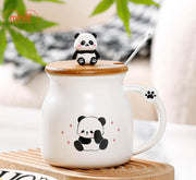 Ly cốc sứ gấu trúc nắp gỗ