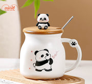 Ly cốc sứ gấu trúc nắp gỗ