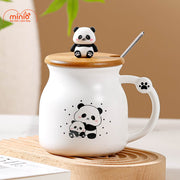 Ly cốc sứ gấu trúc nắp gỗ