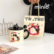 Ly cốc sứ mèo đen