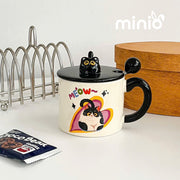 Ly cốc sứ mèo đen