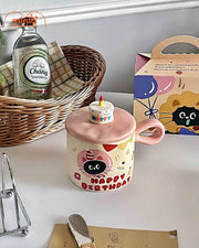 Ly cốc sứ mèo sinh nhật