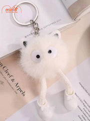 Móc khoá cục bông 2 mắt