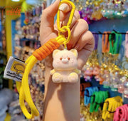 Móc khoá gấu mèo lông dây dệt