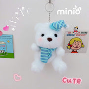 Móc khoá gấu trắng khăn kẻ xanh