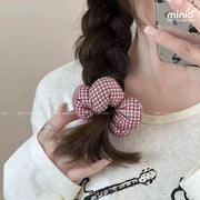 Scrunchies phồng hoa tone đỏ trắng
