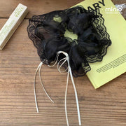Scrunchies von ren đen trắng đính nơ ML