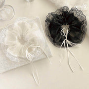 Scrunchies von ren đen trắng đính nơ ML