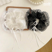 Scrunchies von ren đen trắng đính nơ ML