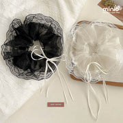 Scrunchies von ren đen trắng đính nơ ML