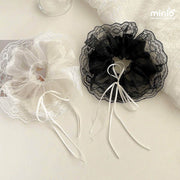 Scrunchies von ren đen trắng đính nơ ML