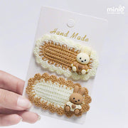 Set 2 kẹp mái len tone nâu PK