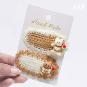 Set 2 kẹp mái len tone nâu PK