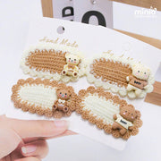 Set 2 kẹp mái len tone nâu PK