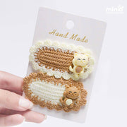 Set 2 kẹp mái len tone nâu PK