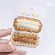 Set 2 kẹp mái len tone nâu PK