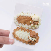 Set 2 kẹp mái len tone nâu PK