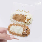 Set 2 kẹp mái len tone nâu PK