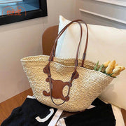 Túi cói chữ X quai da Sp587