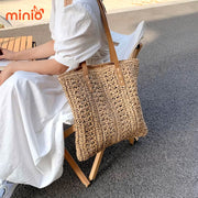 Túi cói chữ nhật quai may Sp122