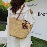 Túi cói quai da Loewe Sp345