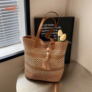 Túi cói quai da tua gỗ