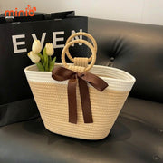 Túi cói thừng tay tròn thắt nơ Sp421