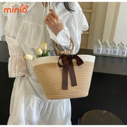 Túi cói thừng tay tròn thắt nơ Sp421