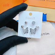 3 đôi bông tai bướm titan