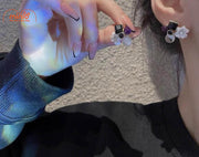 Bông tai ngọc hoa tím đá đen