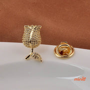 Cài áo Tulip đính đá trắng