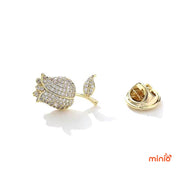 Cài áo Tulip đính đá trắng