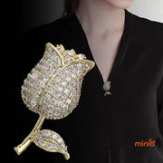 Cài áo Tulip đính đá trắng