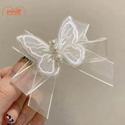 Set 2 kẹp bướm ren trắng