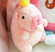 Móc khoá bông Capybara hồng thổi bóng