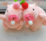 Móc khoá bông Capybara hồng thổi bóng