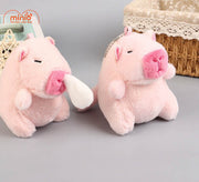 Móc khoá Capybara hồng rút mũi