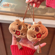 Móc khóa Capybara thêu hoa