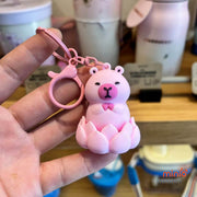 Móc khoá Capybara đài sen xoay