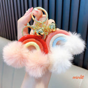 Móc khoá len cầu vồng 2 quả bông