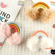 Móc khoá len cầu vồng 2 quả bông