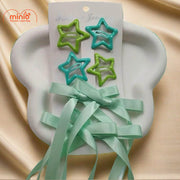 Set 4 kẹp sao + 2 kẹp nơ lụa dài