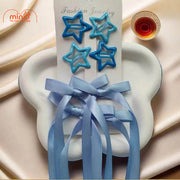 Set 4 kẹp sao + 2 kẹp nơ lụa dài