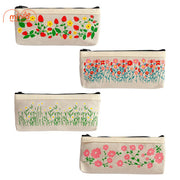 Túi bút vải canvas  viền da