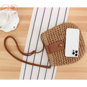 Túi cói Sp379 đắp da