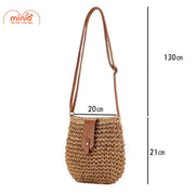 Túi cói Sp379 đắp da