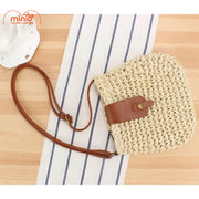 Túi cói Sp379 đắp da