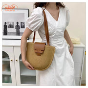 Túi cói Sp383 đắp da